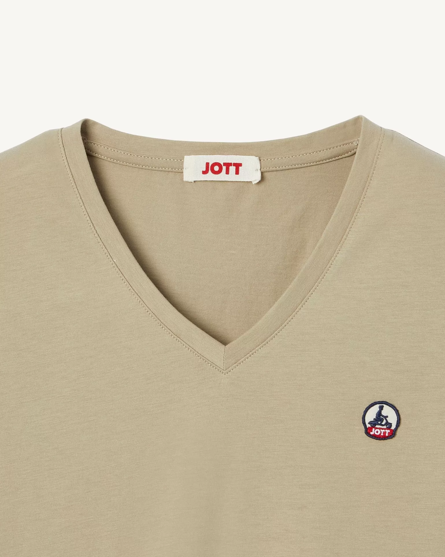 Vêtements*JOTT T-Shirt Uni Col V Femme En Coton Biologique Beige Cancun 804 Beige