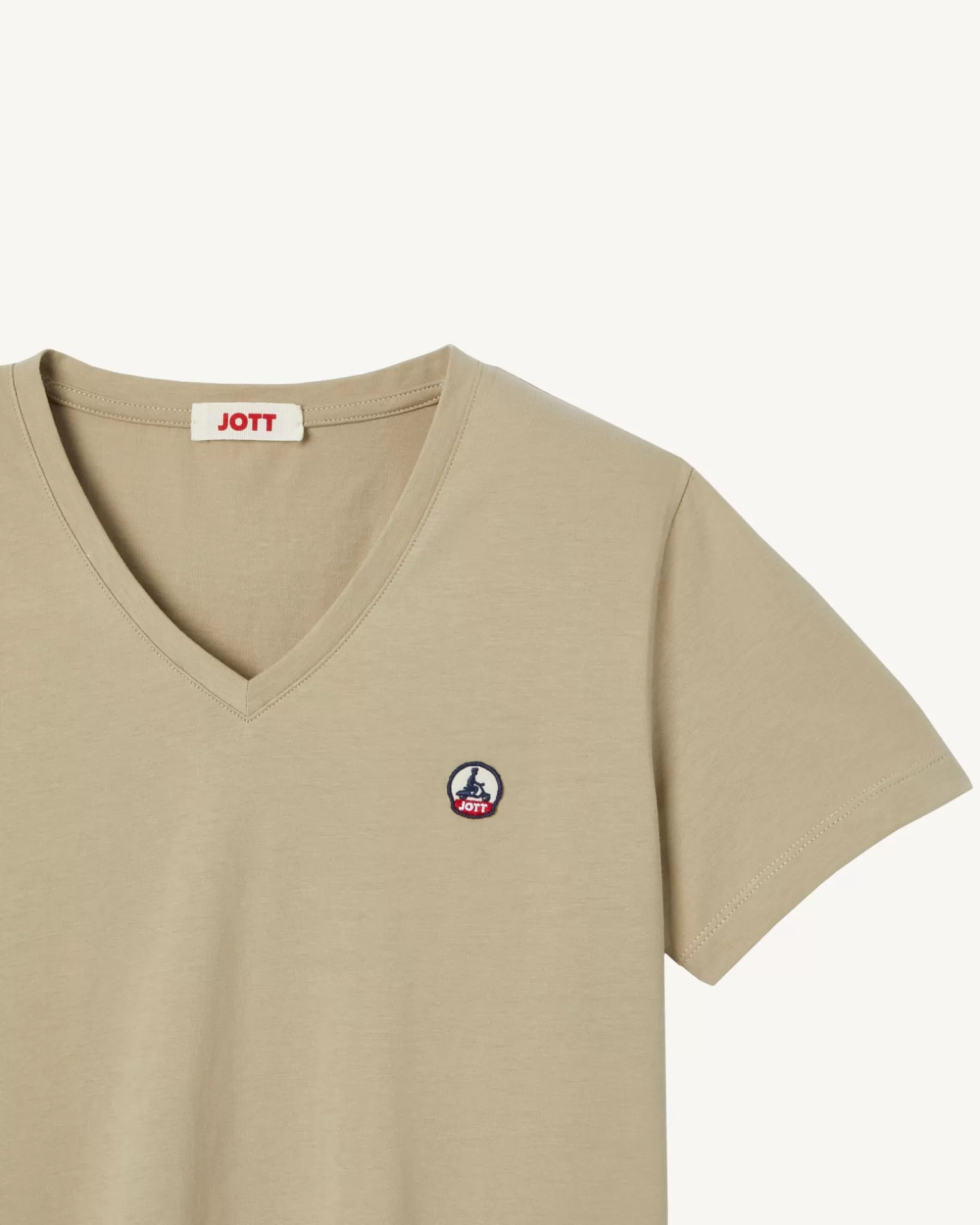 Vêtements*JOTT T-Shirt Uni Col V Femme En Coton Biologique Beige Cancun 804 Beige