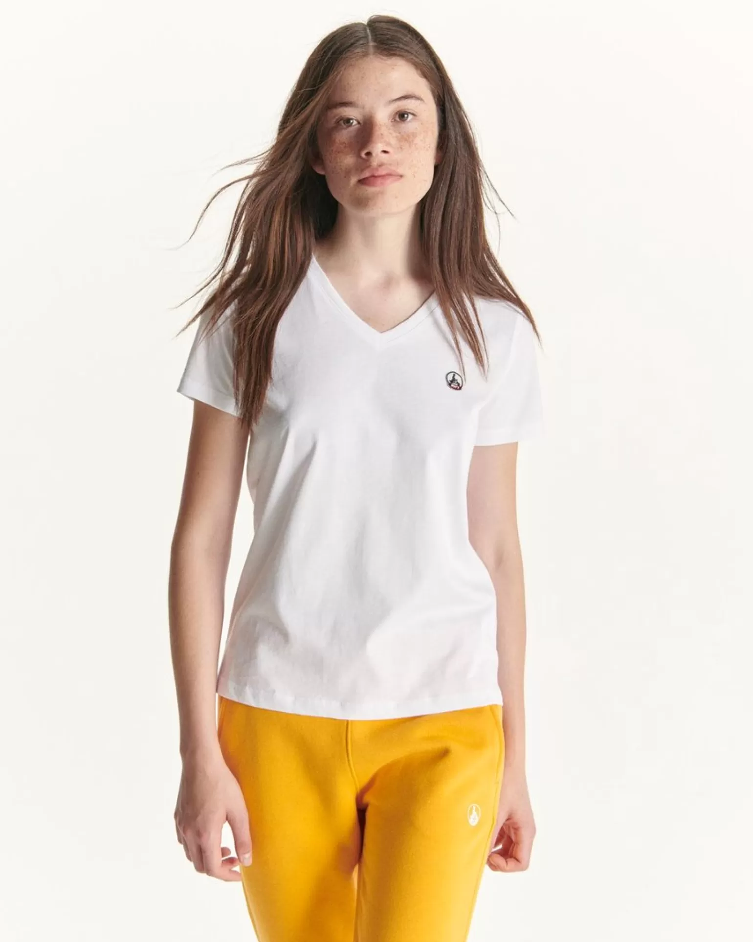 Vêtements*JOTT T-Shirt Uni Col V Femme En Coton Biologique Blanc Cancun 901 Blanc