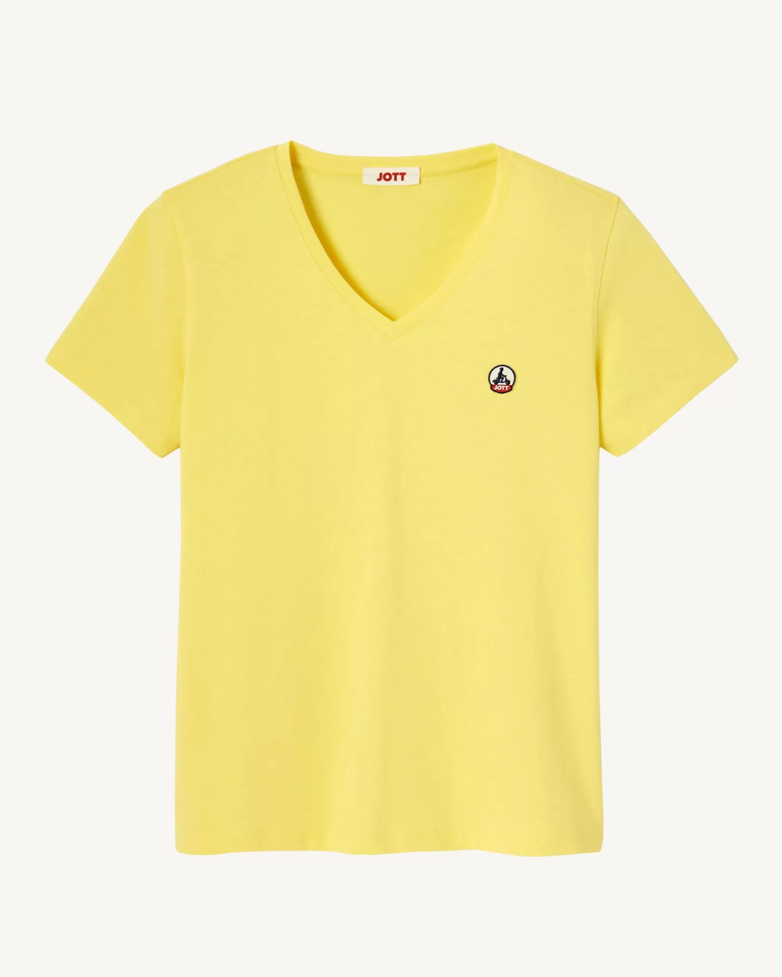 Vêtements*JOTT T-Shirt Uni Col V Femme En Coton Biologique Jaune Clair Cancun 627 Soft Yellow