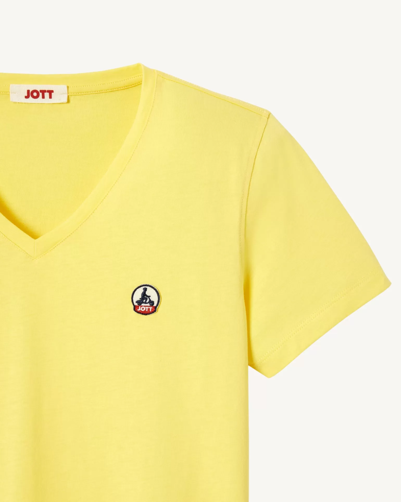 Vêtements*JOTT T-Shirt Uni Col V Femme En Coton Biologique Jaune Clair Cancun 627 Soft Yellow
