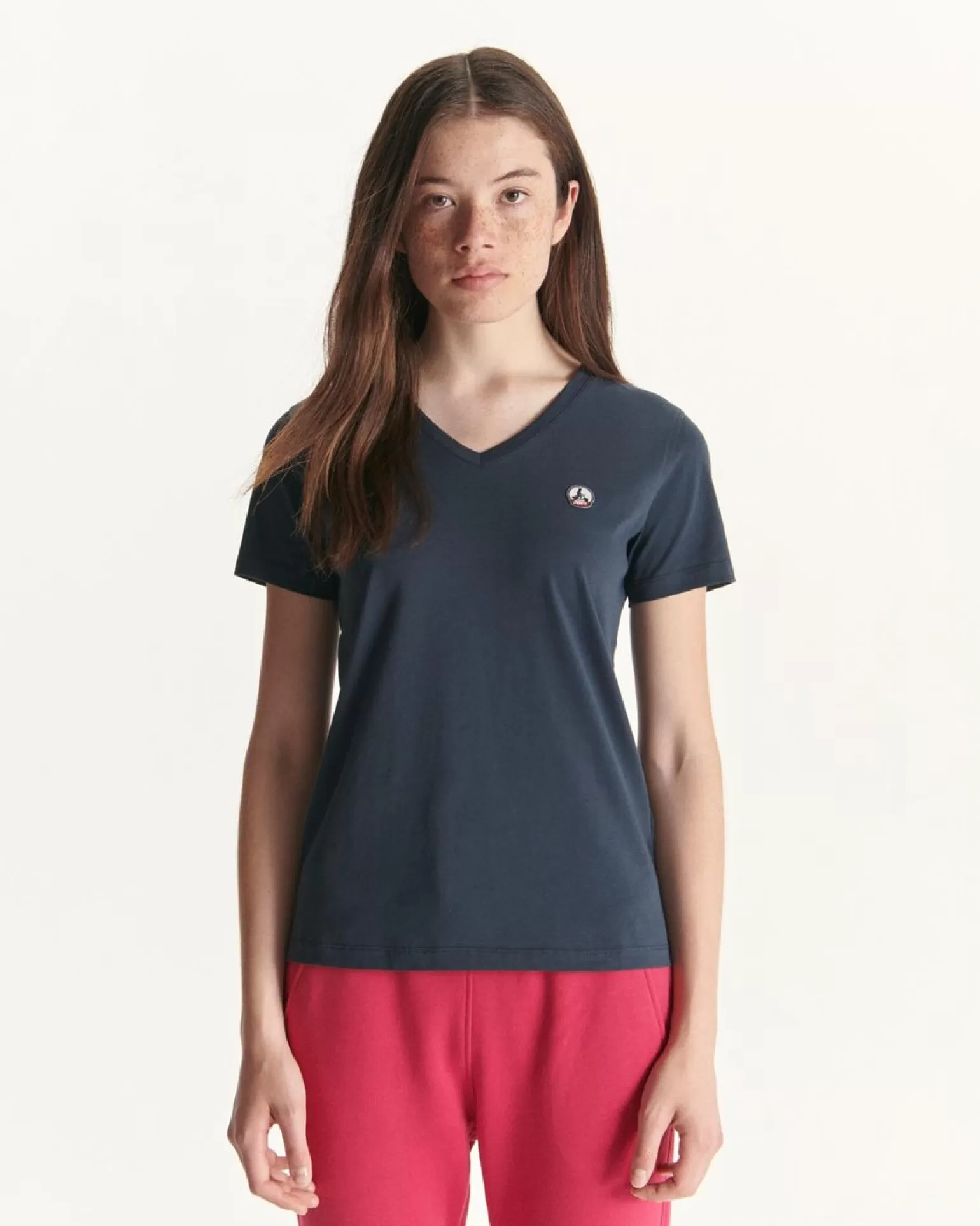 Vêtements*JOTT T-Shirt Uni Col V Femme En Coton Biologique Marine Cancun 104 Navy